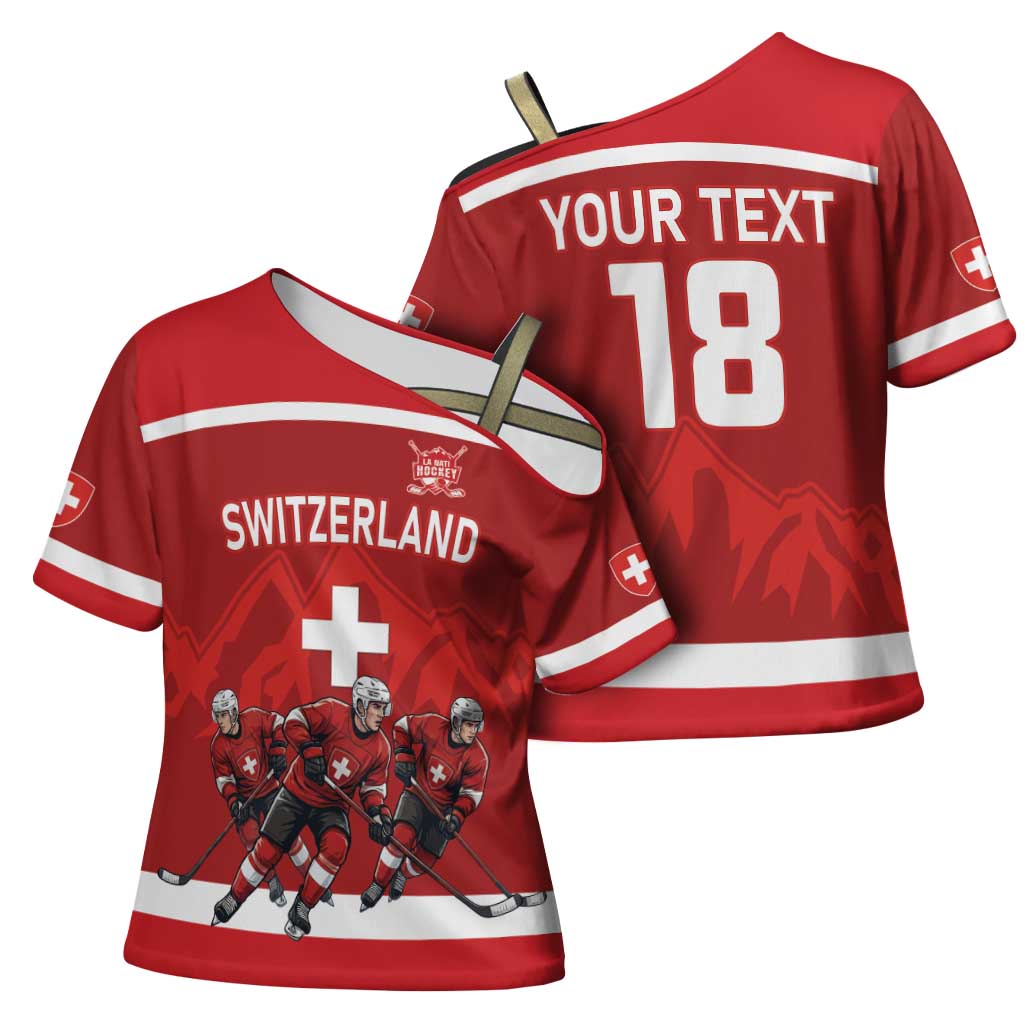 Custom Switzerland Ice Hockey Cross Shoulder Shirt La Nati World Glory