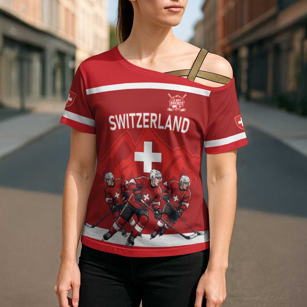 Custom Switzerland Ice Hockey Cross Shoulder Shirt La Nati World Glory