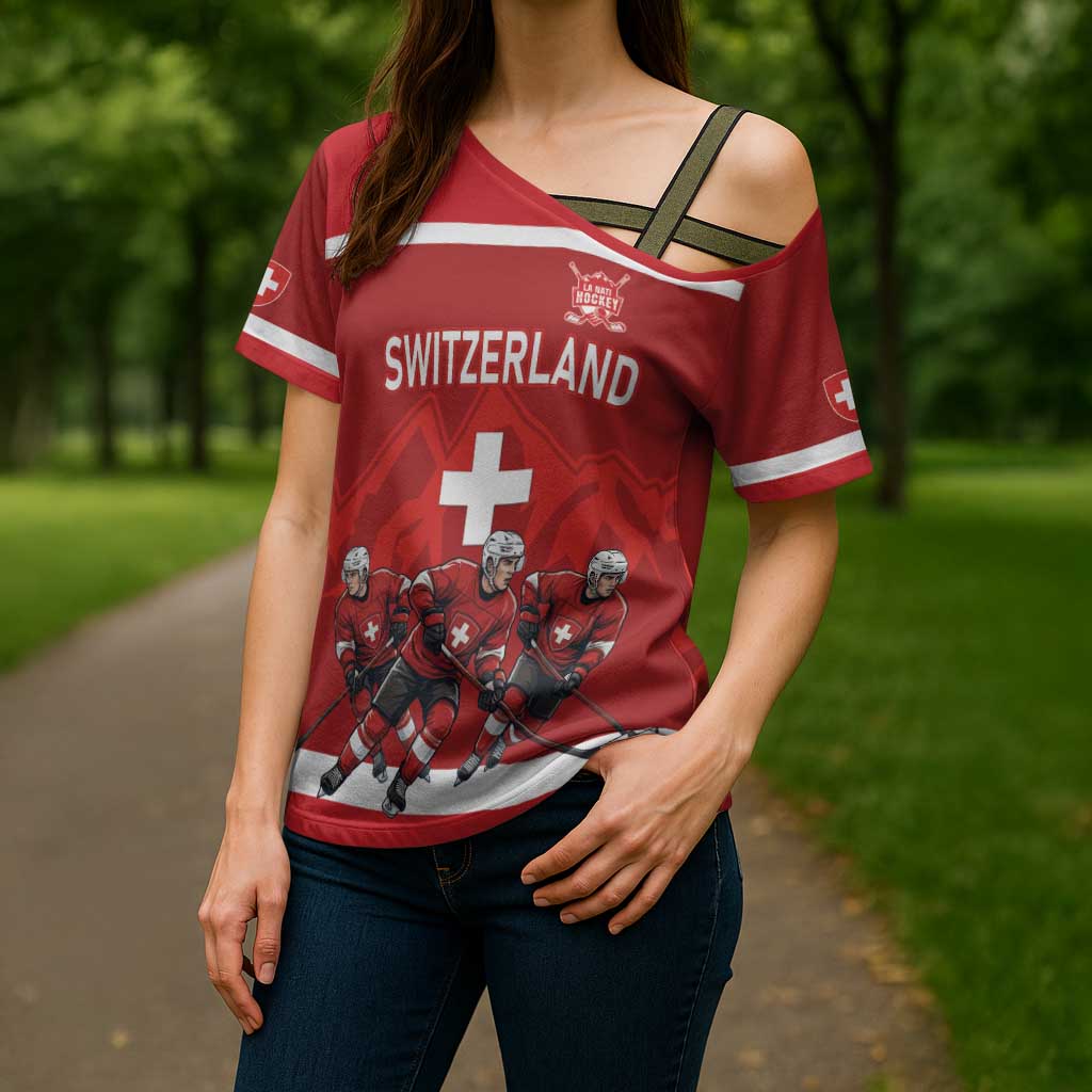 Custom Switzerland Ice Hockey Cross Shoulder Shirt La Nati World Glory