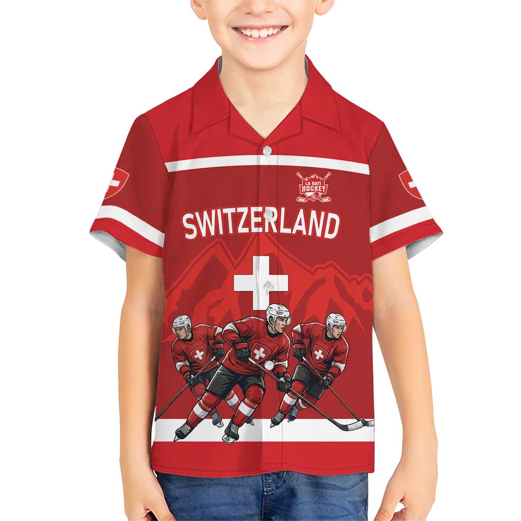 Custom Switzerland Ice Hockey Kid Hawaiian Shirt La Nati World Glory