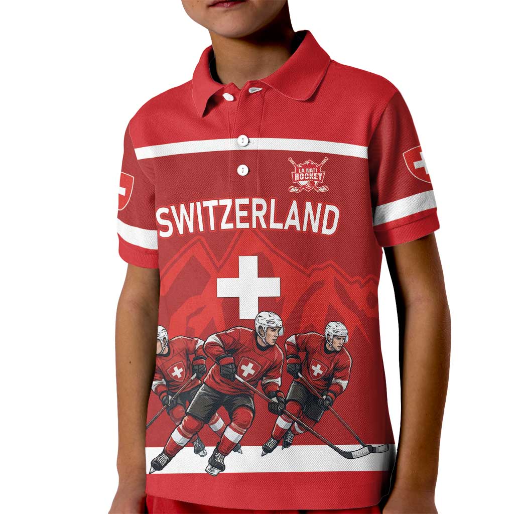 Custom Switzerland Ice Hockey Kid Polo Shirt La Nati World Glory