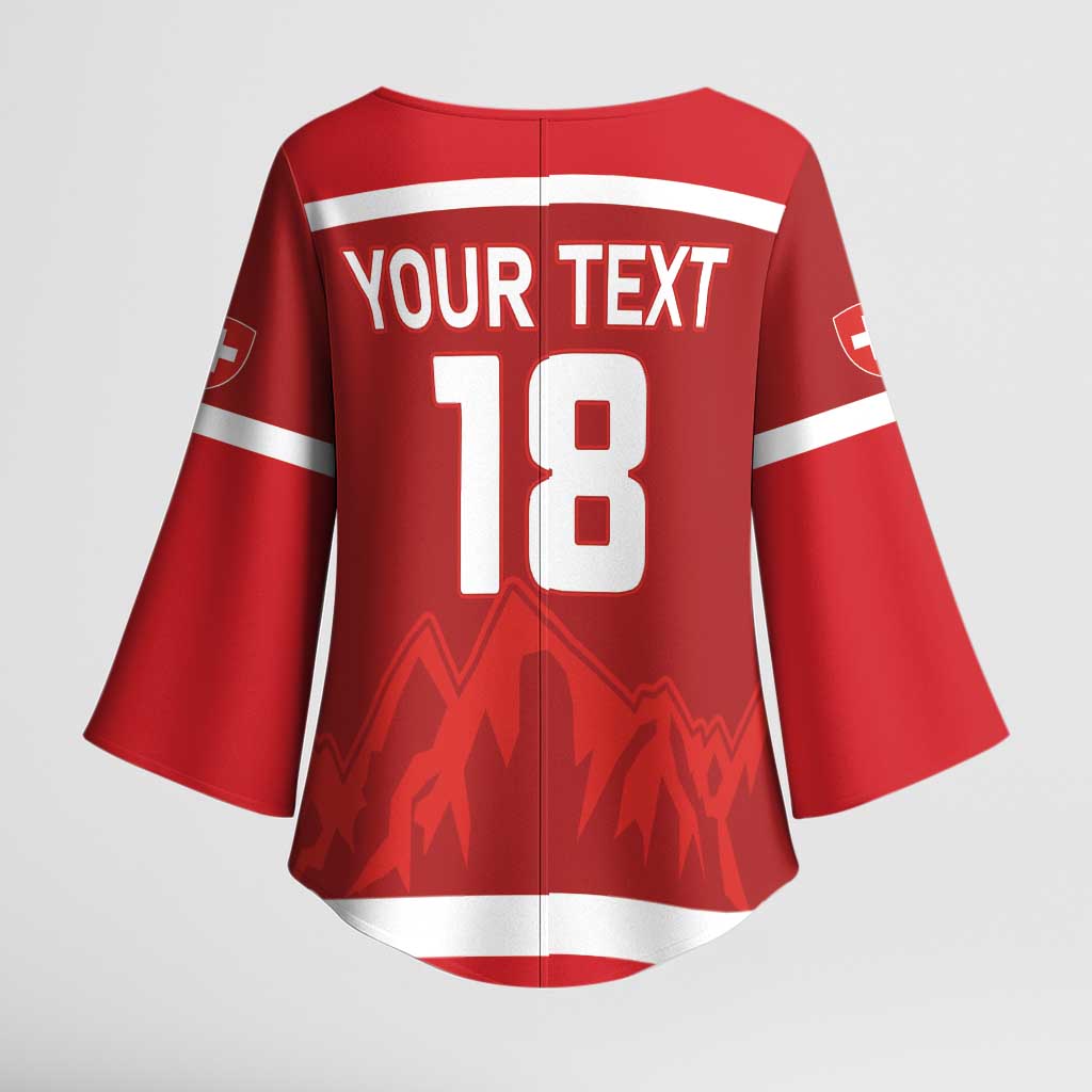Custom Switzerland Ice Hockey Kimono Sleeve Blouse La Nati World Glory