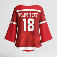 Custom Switzerland Ice Hockey Kimono Sleeve Blouse La Nati World Glory