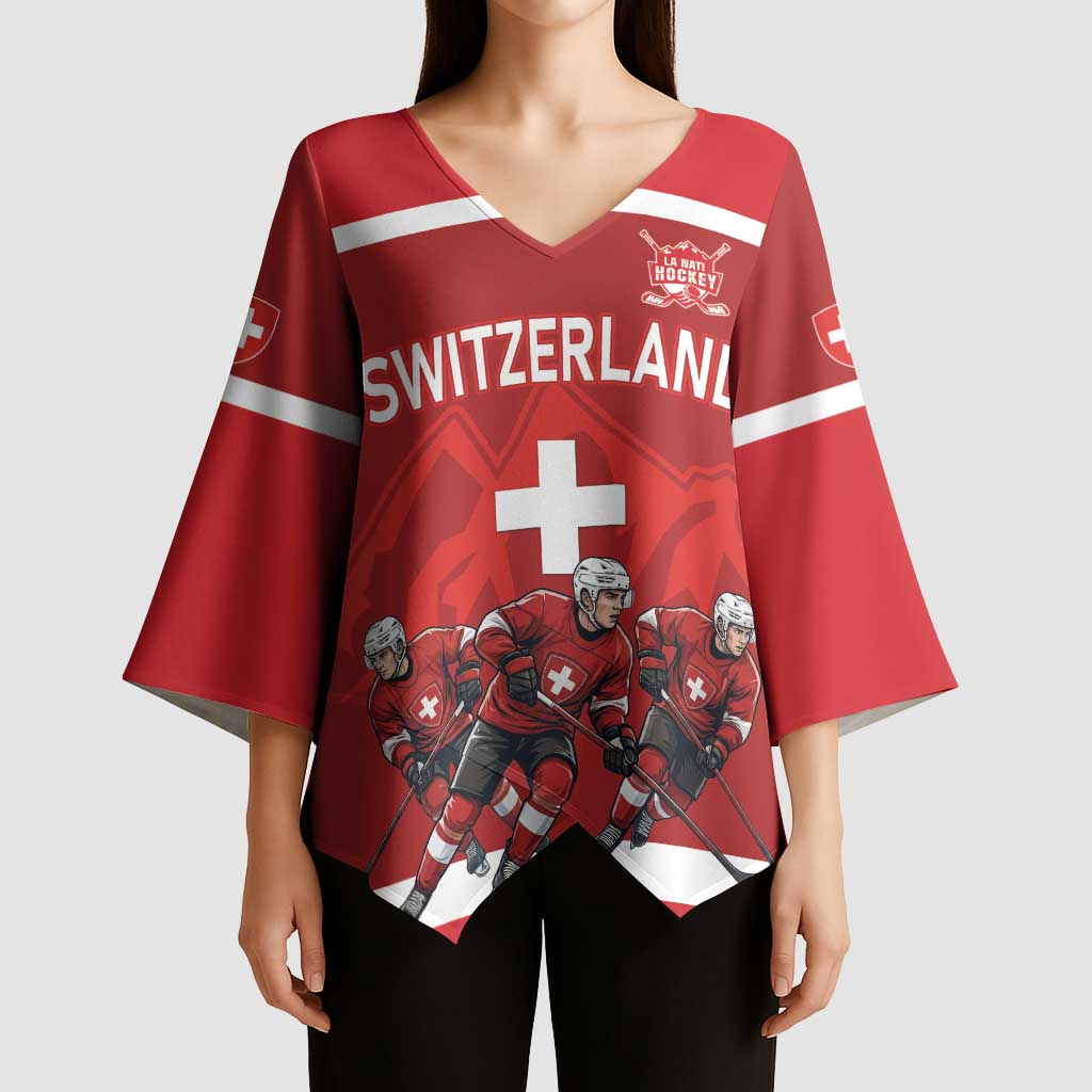 Custom Switzerland Ice Hockey Kimono Sleeve Blouse La Nati World Glory