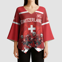 Custom Switzerland Ice Hockey Kimono Sleeve Blouse La Nati World Glory