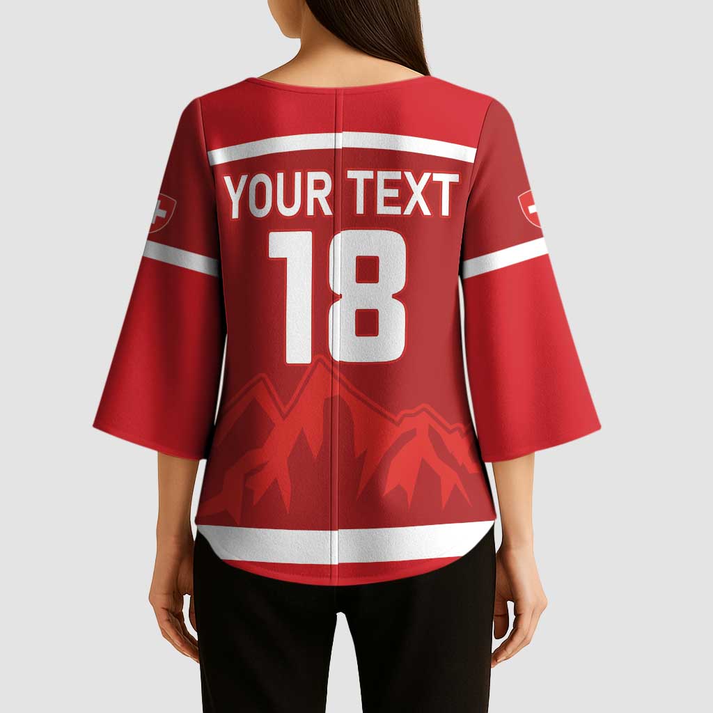 Custom Switzerland Ice Hockey Kimono Sleeve Blouse La Nati World Glory