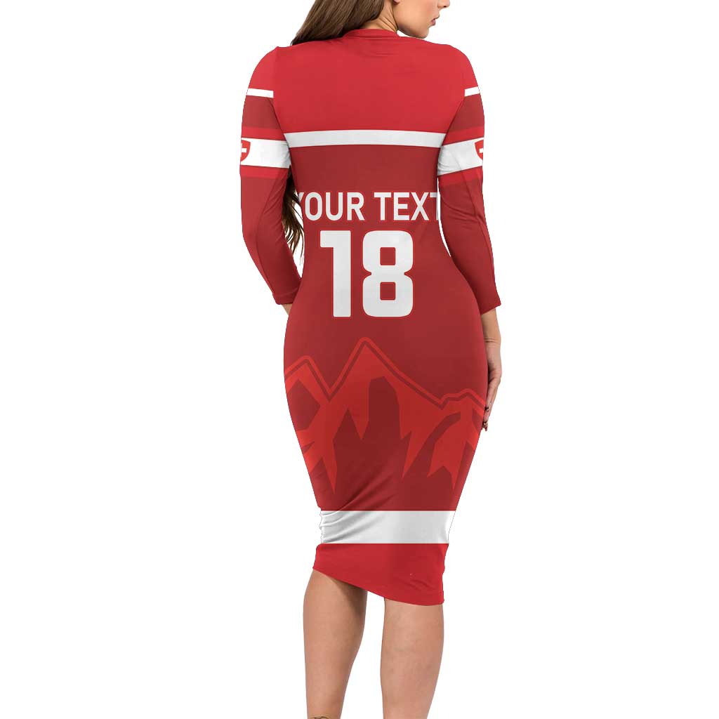 Custom Switzerland Ice Hockey Long Sleeve Bodycon Dress La Nati World Glory