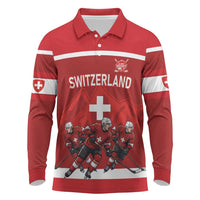 Custom Switzerland Ice Hockey Long Sleeve Polo Shirt La Nati World Glory