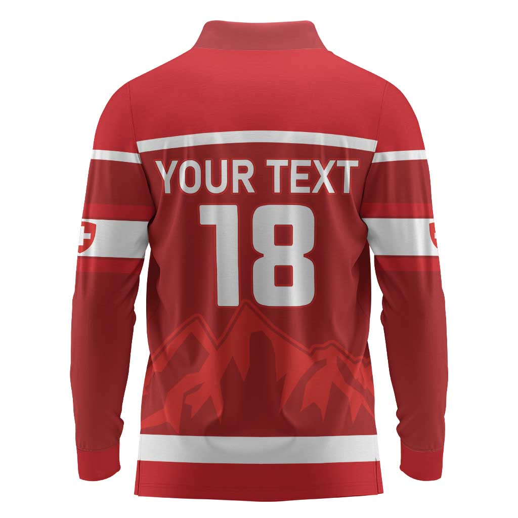 Custom Switzerland Ice Hockey Long Sleeve Polo Shirt La Nati World Glory