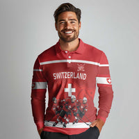 Custom Switzerland Ice Hockey Long Sleeve Polo Shirt La Nati World Glory
