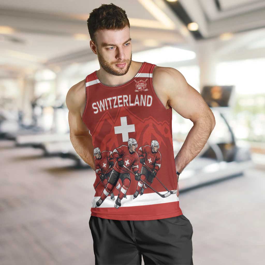 Custom Switzerland Ice Hockey Men Tank Top La Nati World Glory