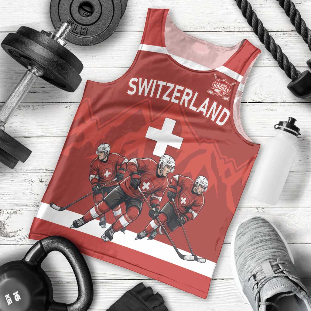 Custom Switzerland Ice Hockey Men Tank Top La Nati World Glory