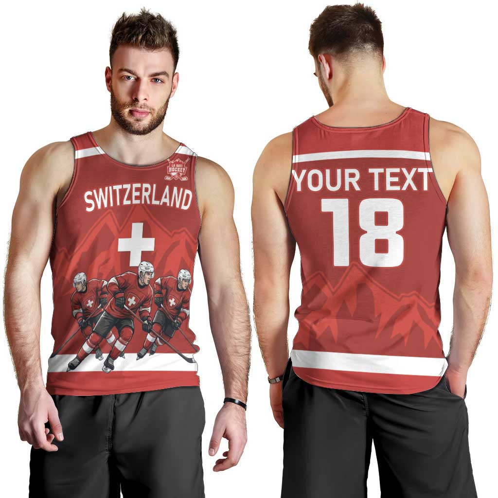 Custom Switzerland Ice Hockey Men Tank Top La Nati World Glory
