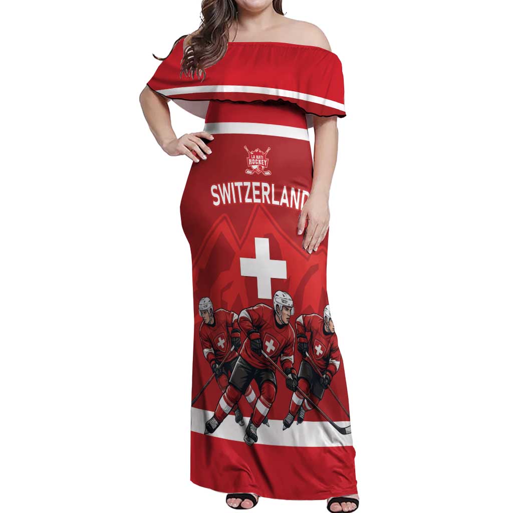 Custom Switzerland Ice Hockey Off Shoulder Maxi Dress La Nati World Glory