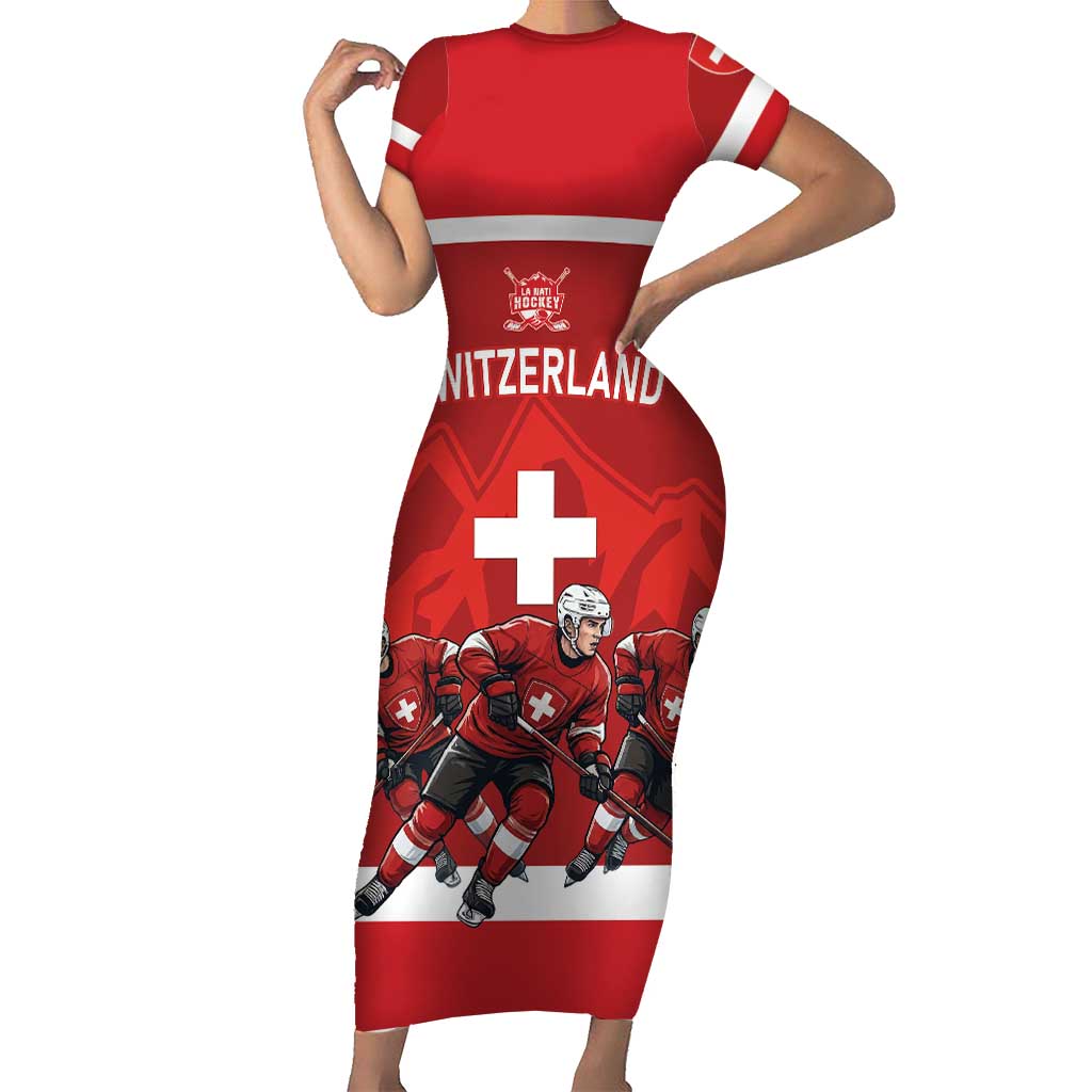 Custom Switzerland Ice Hockey Short Sleeve Bodycon Dress La Nati World Glory