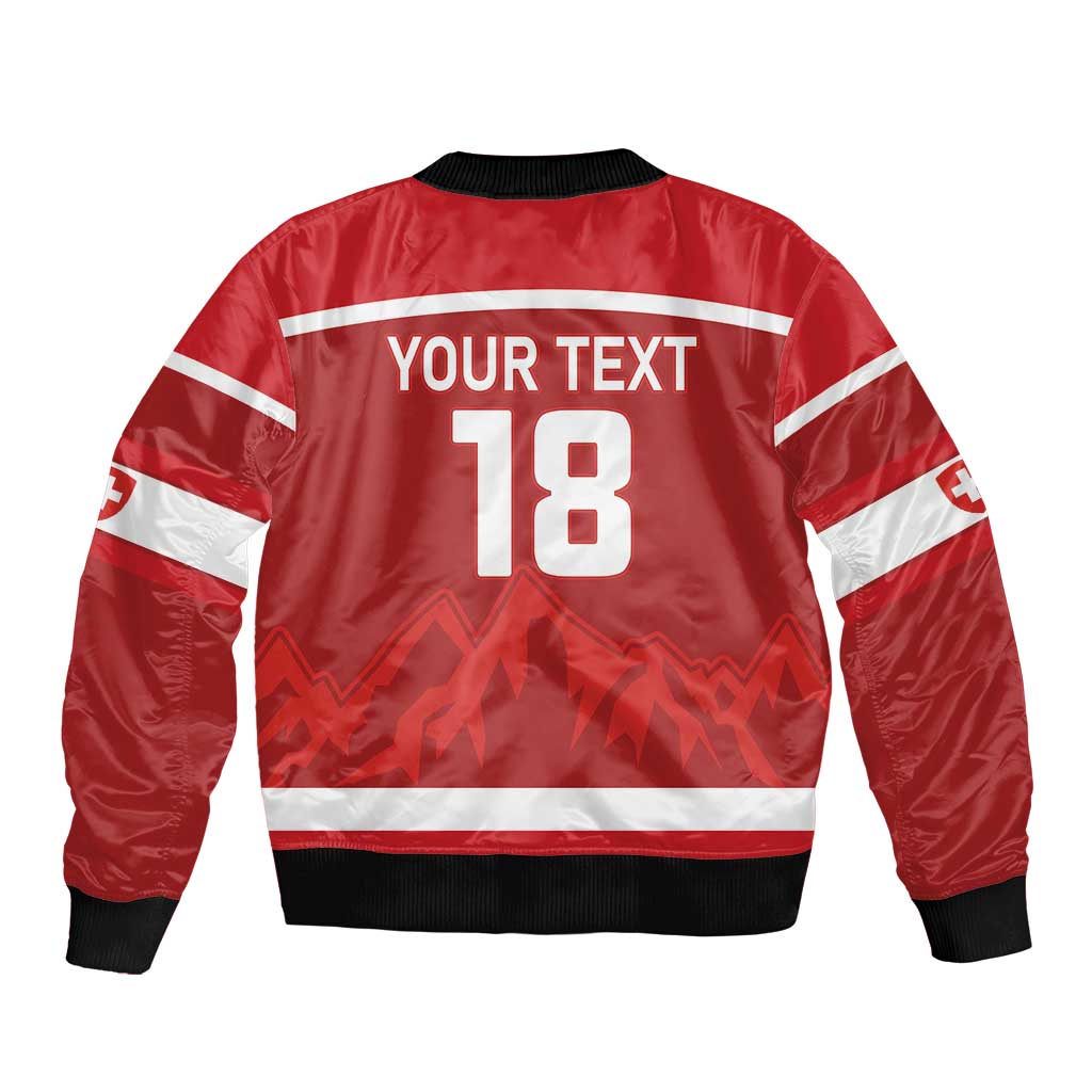 Custom Switzerland Ice Hockey Sleeve Zip Bomber Jacket La Nati World Glory