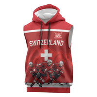 Custom Switzerland Ice Hockey Sleeveless Hoodie La Nati World Glory