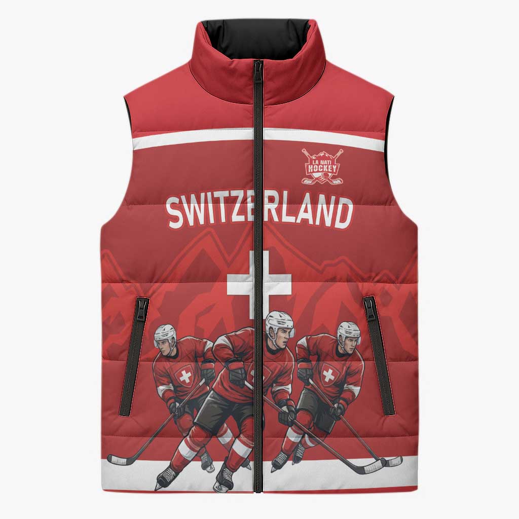 Custom Switzerland Ice Hockey Sleeveless Puffer Jacket La Nati World Glory