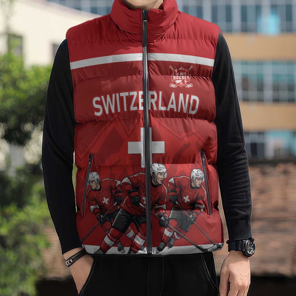 Custom Switzerland Ice Hockey Sleeveless Puffer Jacket La Nati World Glory