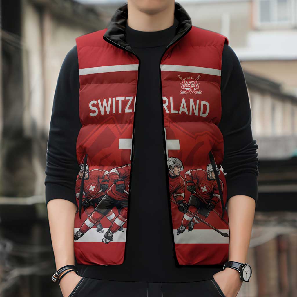 Custom Switzerland Ice Hockey Sleeveless Puffer Jacket La Nati World Glory