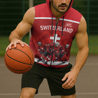 Custom Switzerland Ice Hockey Sleeveless Zip Hoodie La Nati World Glory