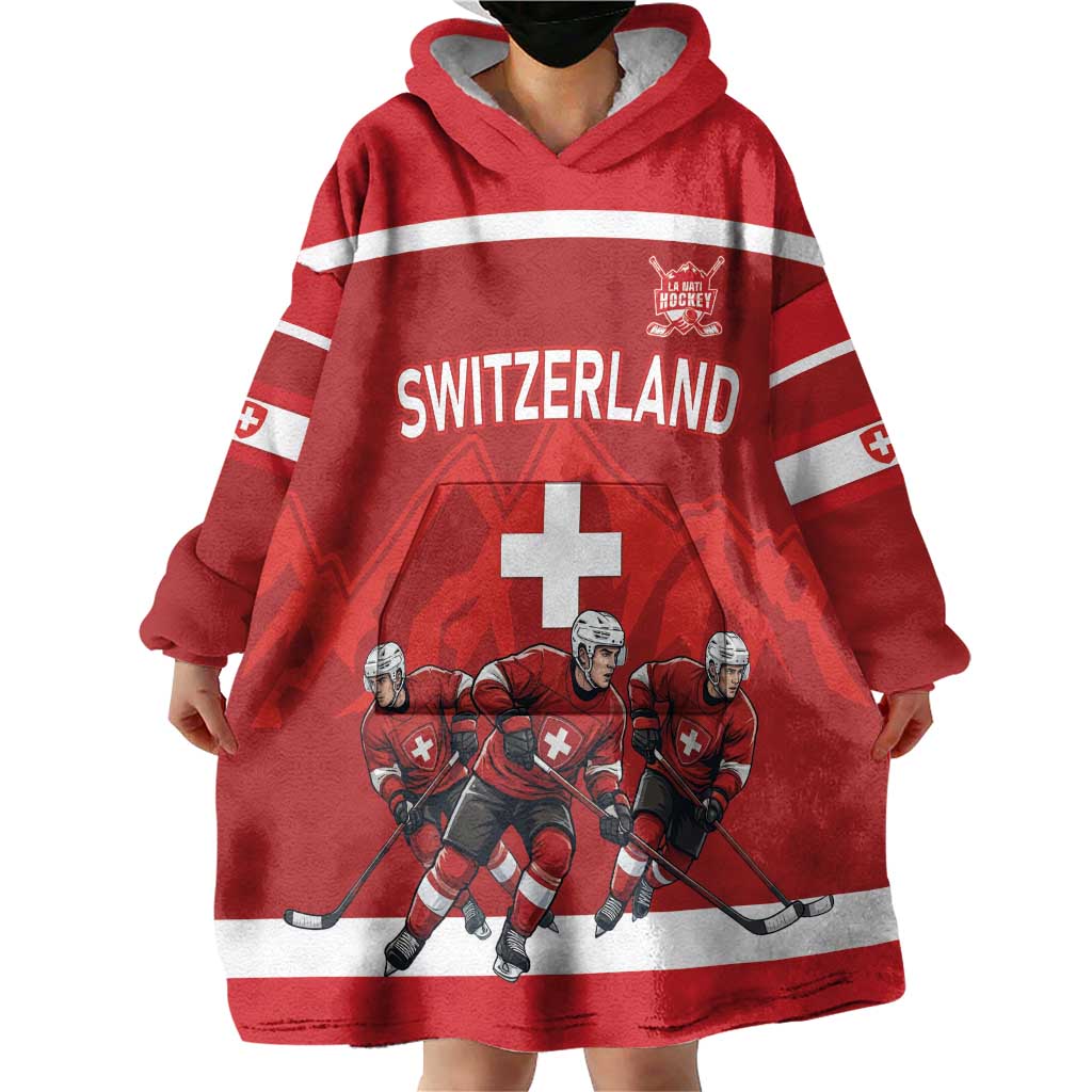 Custom Switzerland Ice Hockey Wearable Blanket Hoodie La Nati World Glory