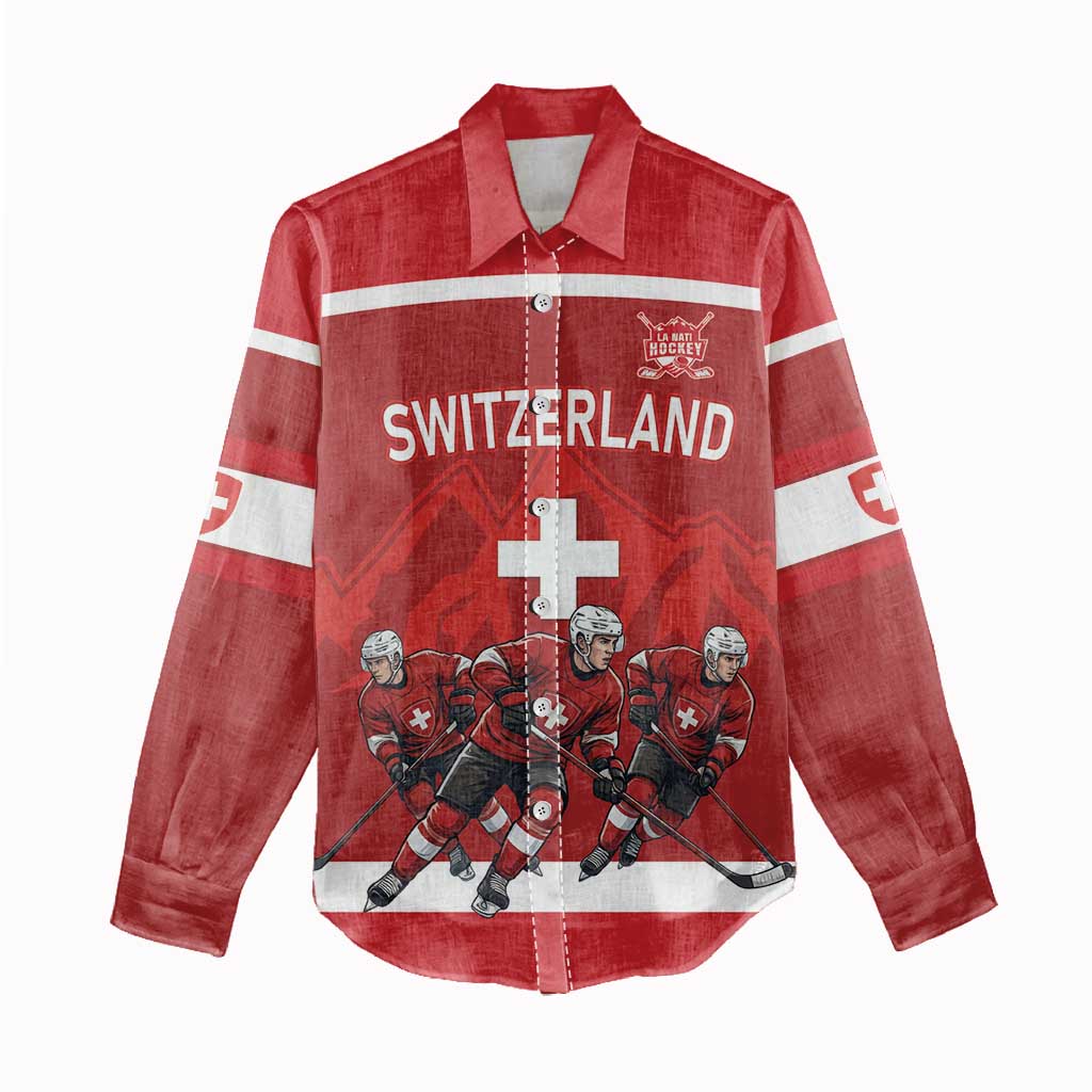 Custom Switzerland Ice Hockey Women Casual Shirt La Nati World Glory