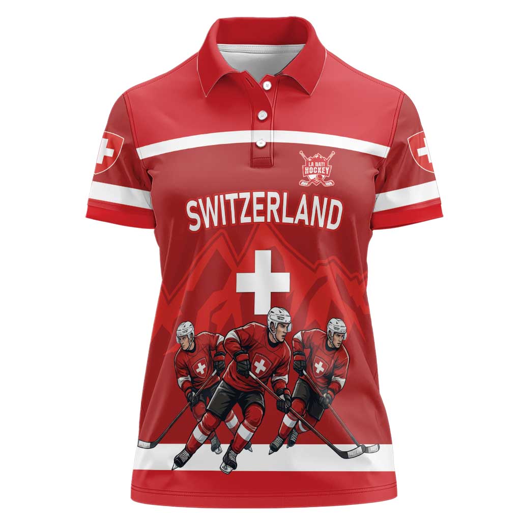 Custom Switzerland Ice Hockey Women Polo Shirt La Nati World Glory