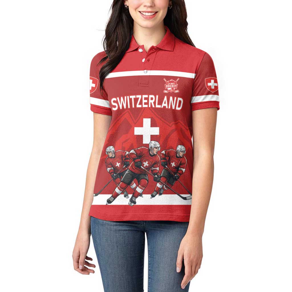 Custom Switzerland Ice Hockey Women Polo Shirt La Nati World Glory