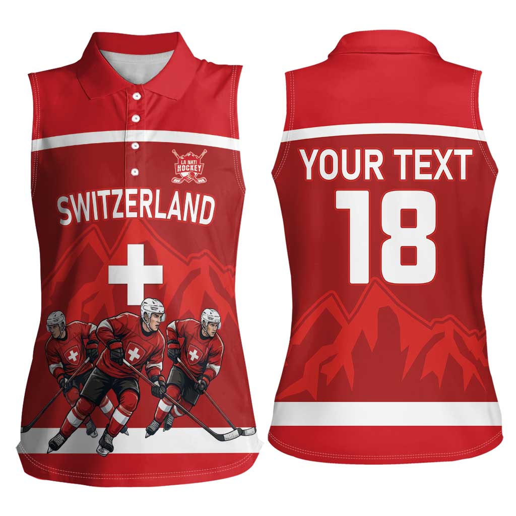 Custom Switzerland Ice Hockey Women Sleeveless Polo Shirt La Nati World Glory