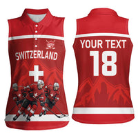 Custom Switzerland Ice Hockey Women Sleeveless Polo Shirt La Nati World Glory