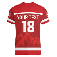 Custom Switzerland Ice Hockey Women V-Neck T-Shirt La Nati World Glory