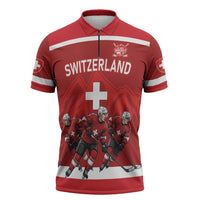 Custom Switzerland Ice Hockey Zipper Polo Shirt La Nati World Glory