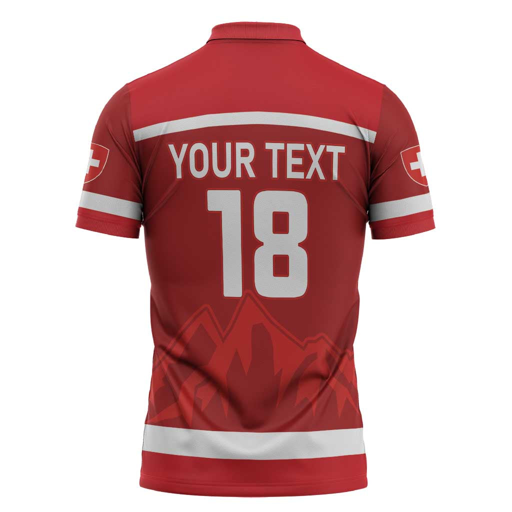 Custom Switzerland Ice Hockey Zipper Polo Shirt La Nati World Glory