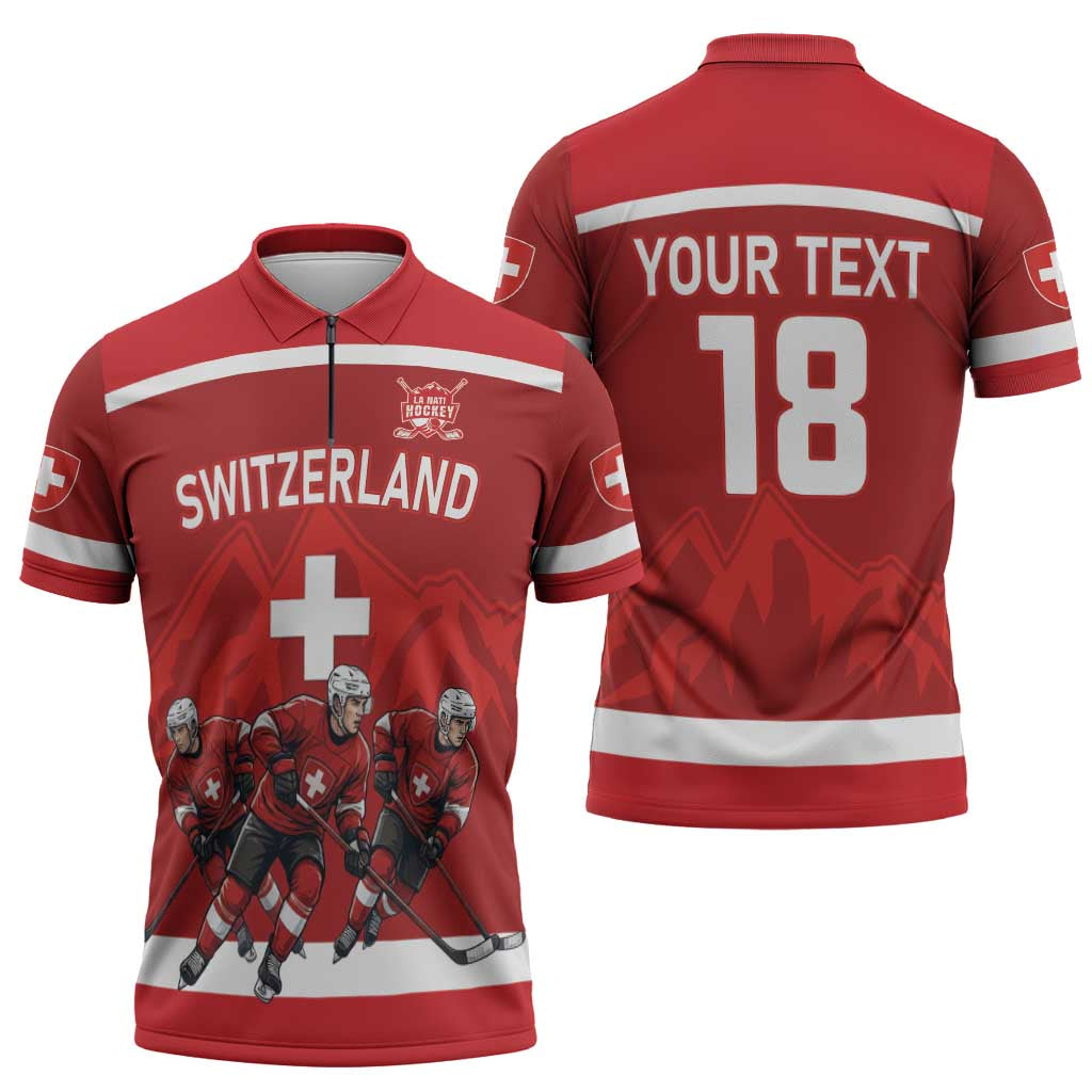 Custom Switzerland Ice Hockey Zipper Polo Shirt La Nati World Glory