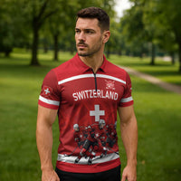 Custom Switzerland Ice Hockey Zipper Polo Shirt La Nati World Glory