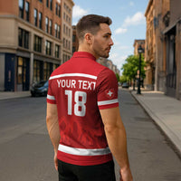 Custom Switzerland Ice Hockey Zipper Polo Shirt La Nati World Glory