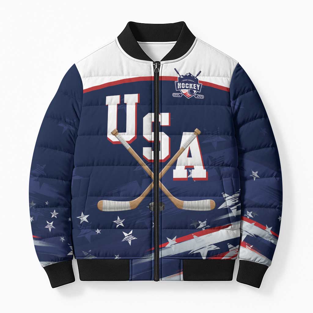 Custom USA Ice Hockey Bomber Puffer Jacket American Power 2026 Edition
