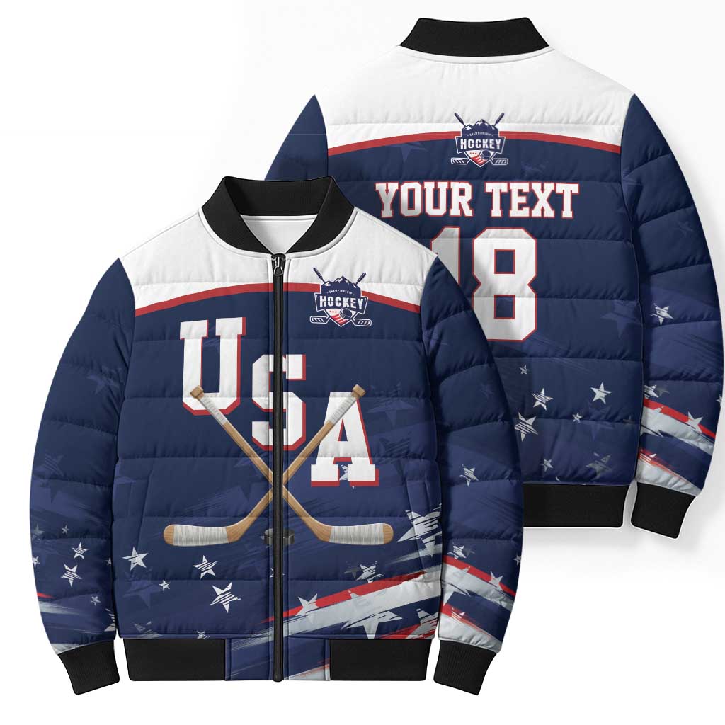 Custom USA Ice Hockey Bomber Puffer Jacket American Power 2026 Edition