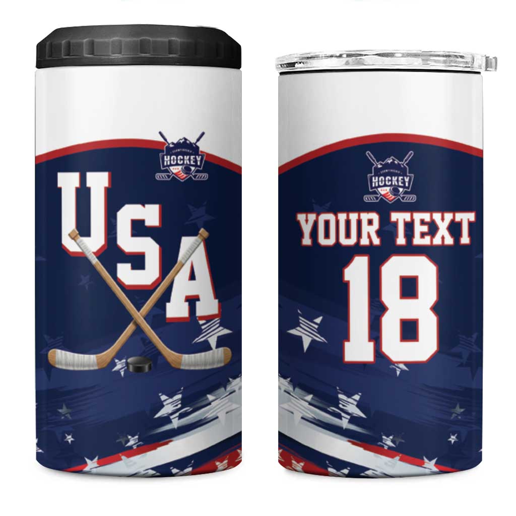 Custom USA Ice Hockey 4 in 1 Can Cooler Tumbler American Power 2026 Edition
