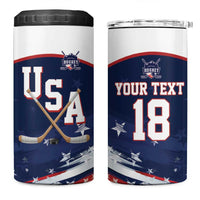 Custom USA Ice Hockey 4 in 1 Can Cooler Tumbler American Power 2026 Edition