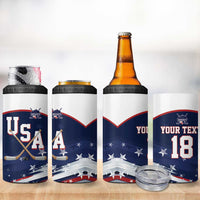 Custom USA Ice Hockey 4 in 1 Can Cooler Tumbler American Power 2026 Edition