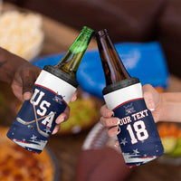 Custom USA Ice Hockey 4 in 1 Can Cooler Tumbler American Power 2026 Edition