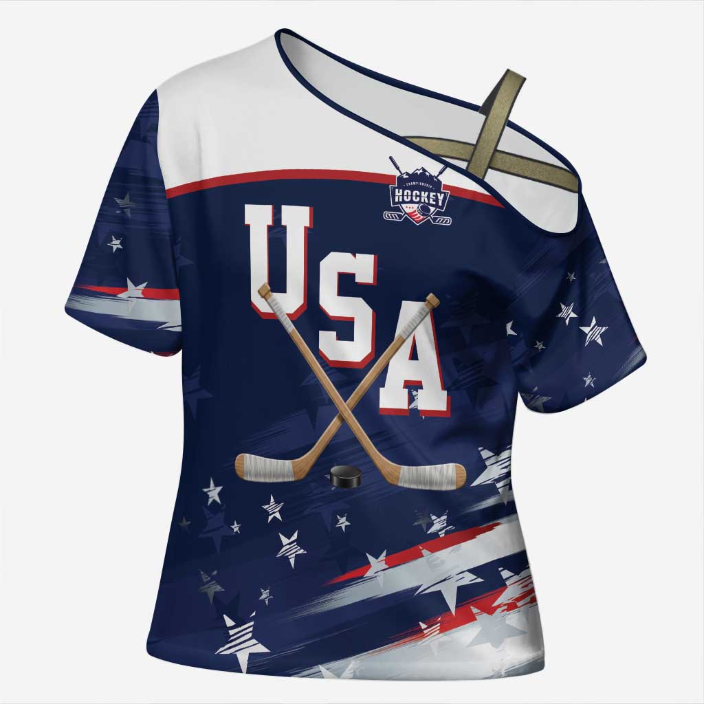 Custom USA Ice Hockey Cross Shoulder Shirt American Power 2026 Edition