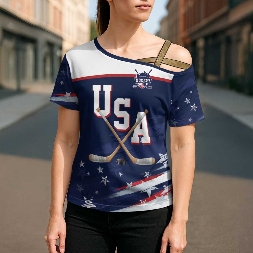Custom USA Ice Hockey Cross Shoulder Shirt American Power 2026 Edition