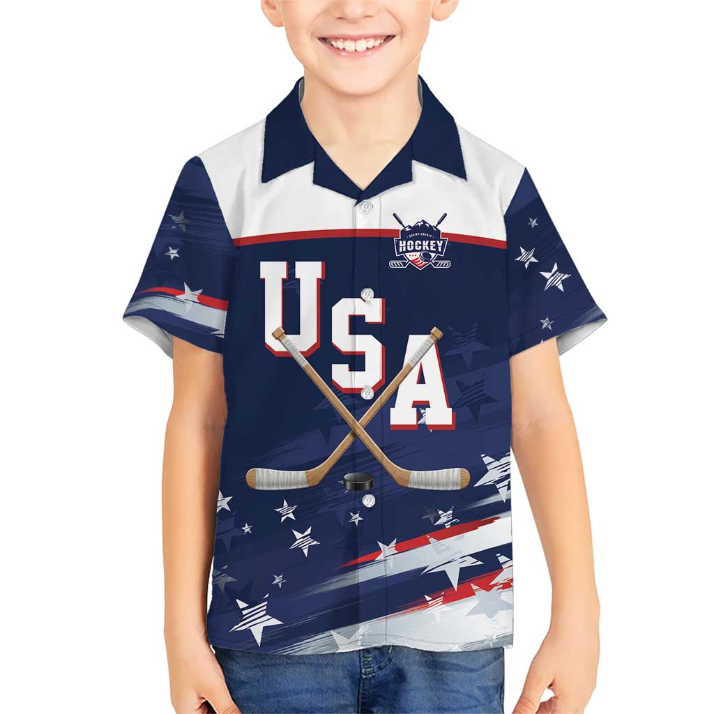 Custom USA Ice Hockey Kid Hawaiian Shirt American Power 2026 Edition