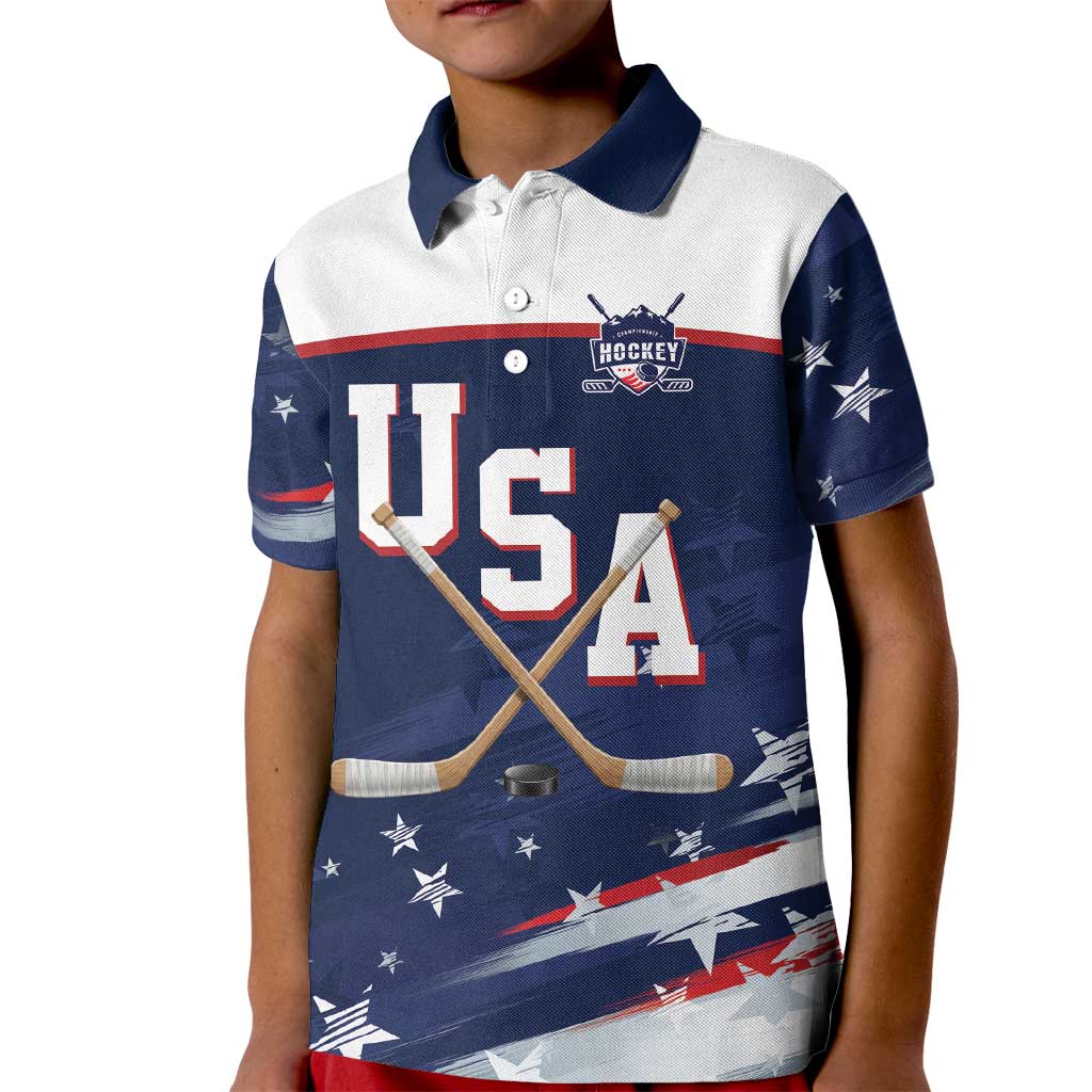 Custom USA Ice Hockey Kid Polo Shirt American Power 2026 Edition
