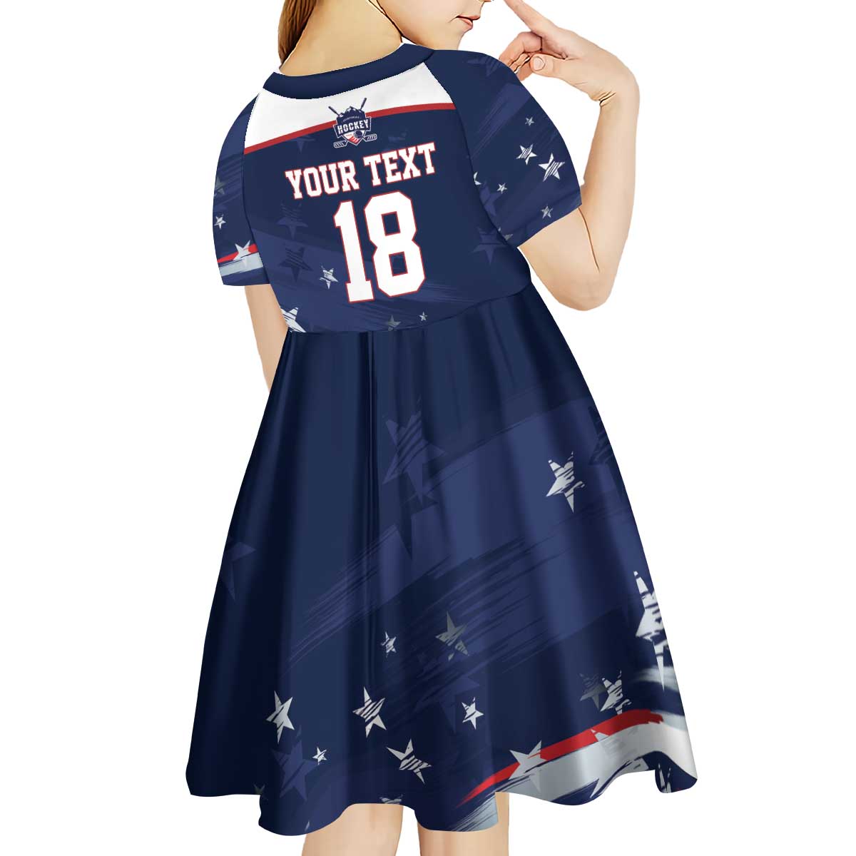 Custom USA Ice Hockey Kid Short Sleeve Dress American Power 2026 Edition