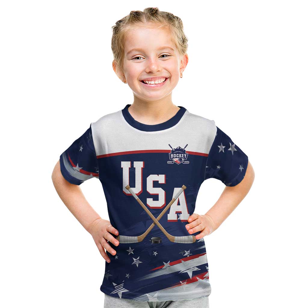 Custom USA Ice Hockey Kid T Shirt American Power 2026 Edition