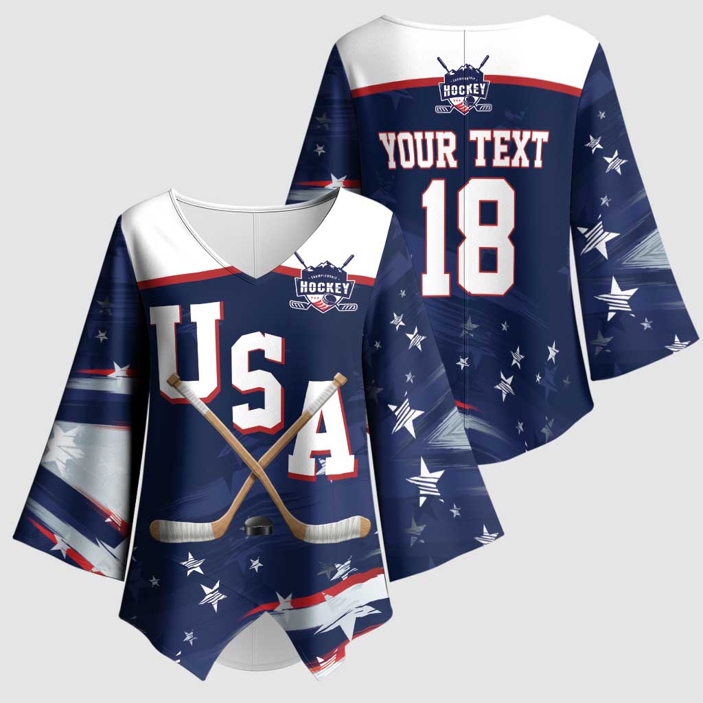 Custom USA Ice Hockey Kimono Sleeve Blouse American Power 2026 Edition